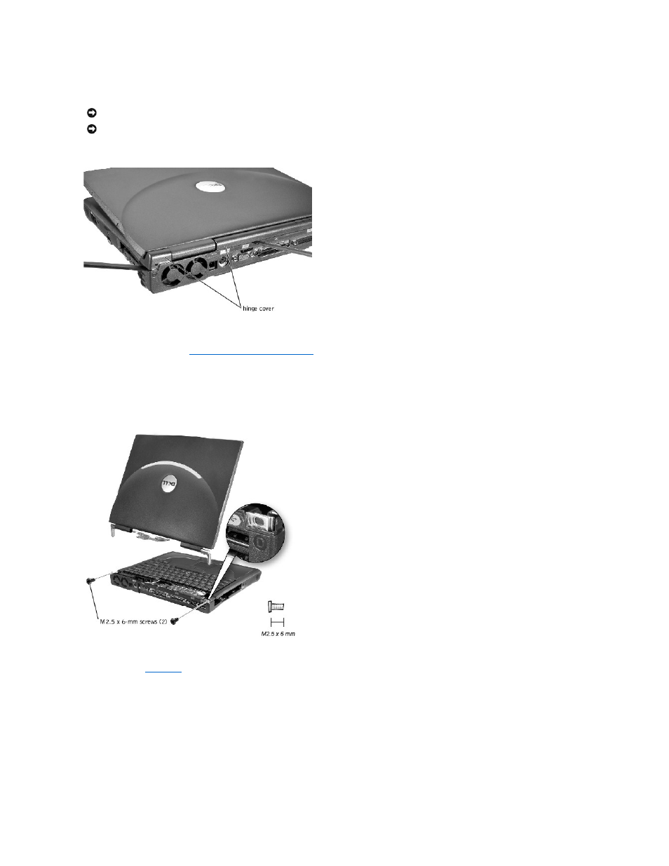Removing the hinge cover, Removing the display assembly | Dell Inspiron 8000 User Manual | Page 24 / 53
