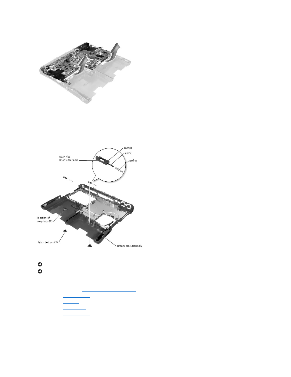 Battery and media bay latch assemblies | Dell Inspiron 8000 User Manual | Page 36 / 53