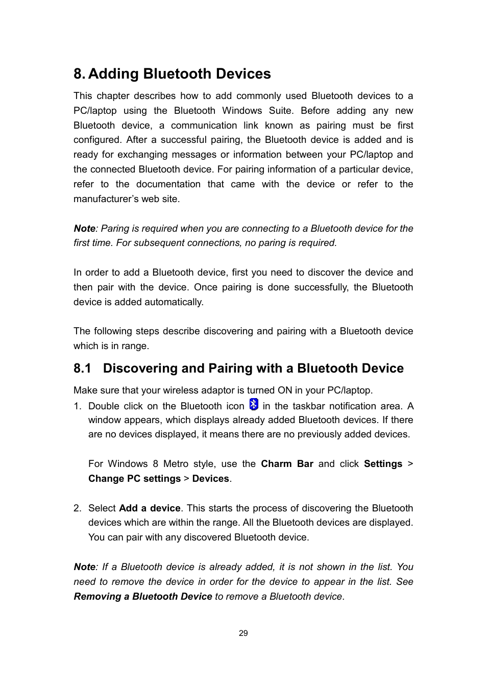 Adding bluetooth devices, 1 discovering and pairing with a bluetooth device | Dell Wireless Dock User Manual | Page 33 / 52