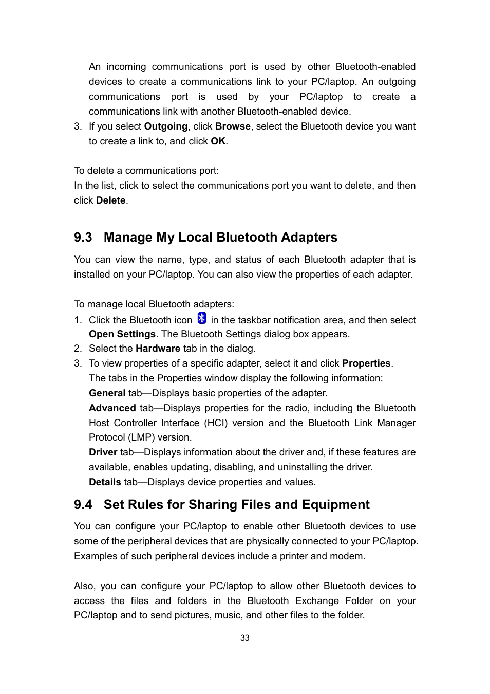 3 manage my local bluetooth adapters, 4 set rules for sharing files and equipment | Dell Wireless Dock User Manual | Page 37 / 52