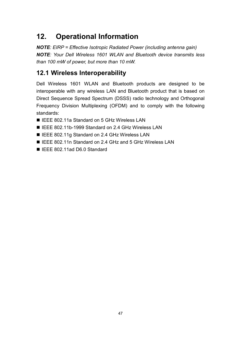 Operational information, 1 wireless interoperability | Dell Wireless Dock User Manual | Page 51 / 52