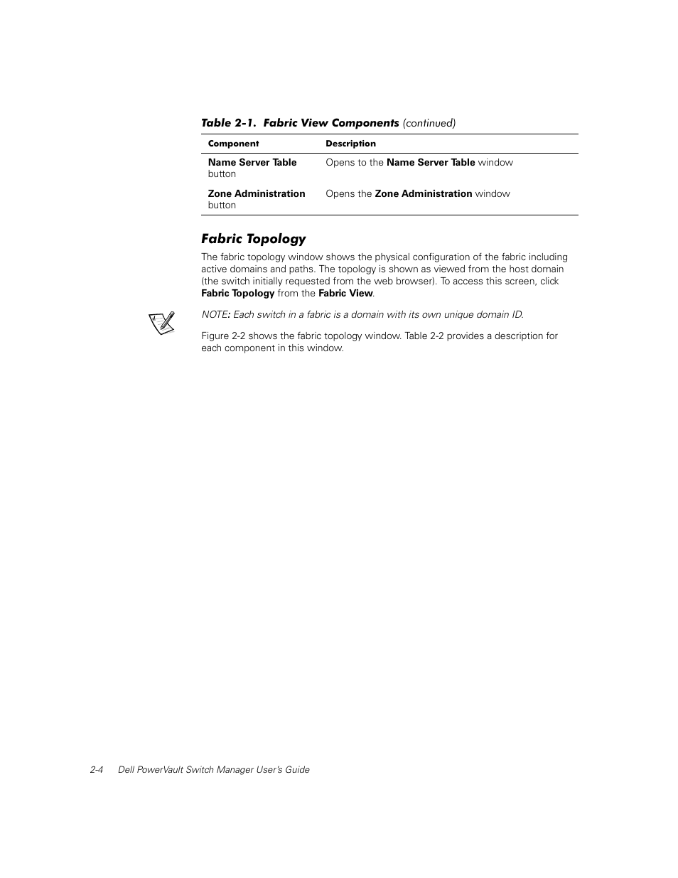 Fabric topology, Fabric topology -4 | Dell PowerVault 56F (16P Fibre Channel Switch) User Manual | Page 14 / 42