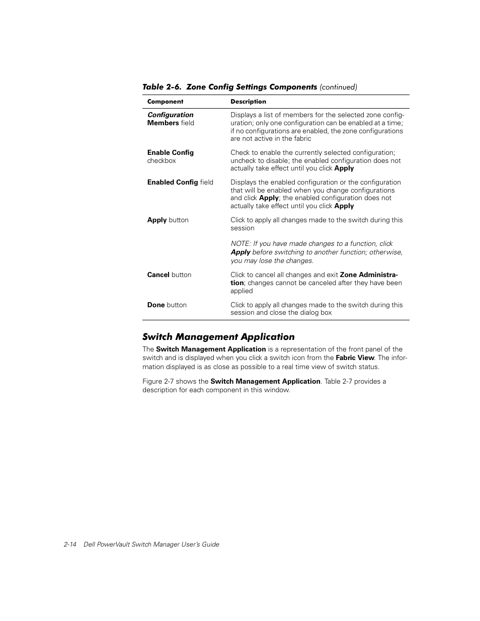 Switch management application, Switch management application -14 | Dell PowerVault 56F (16P Fibre Channel Switch) User Manual | Page 24 / 42