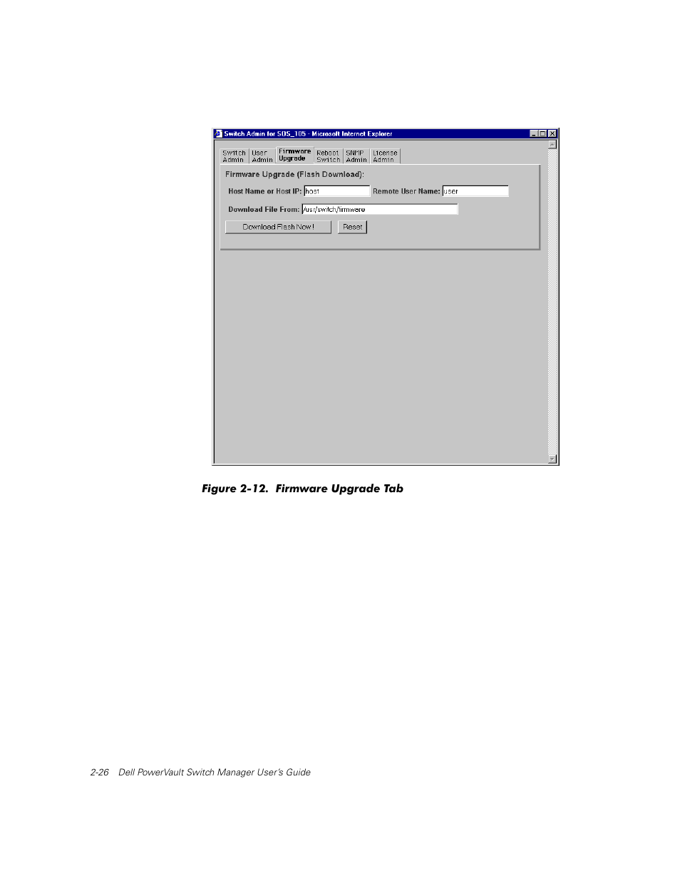 Figure 2-12. firmware upgrade screen -26 | Dell PowerVault 56F (16P Fibre Channel Switch) User Manual | Page 36 / 42