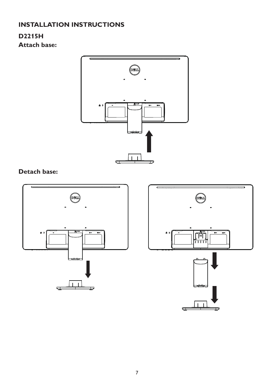 Installation instructions | Dell D2215H Monitor User Manual | Page 7 / 21