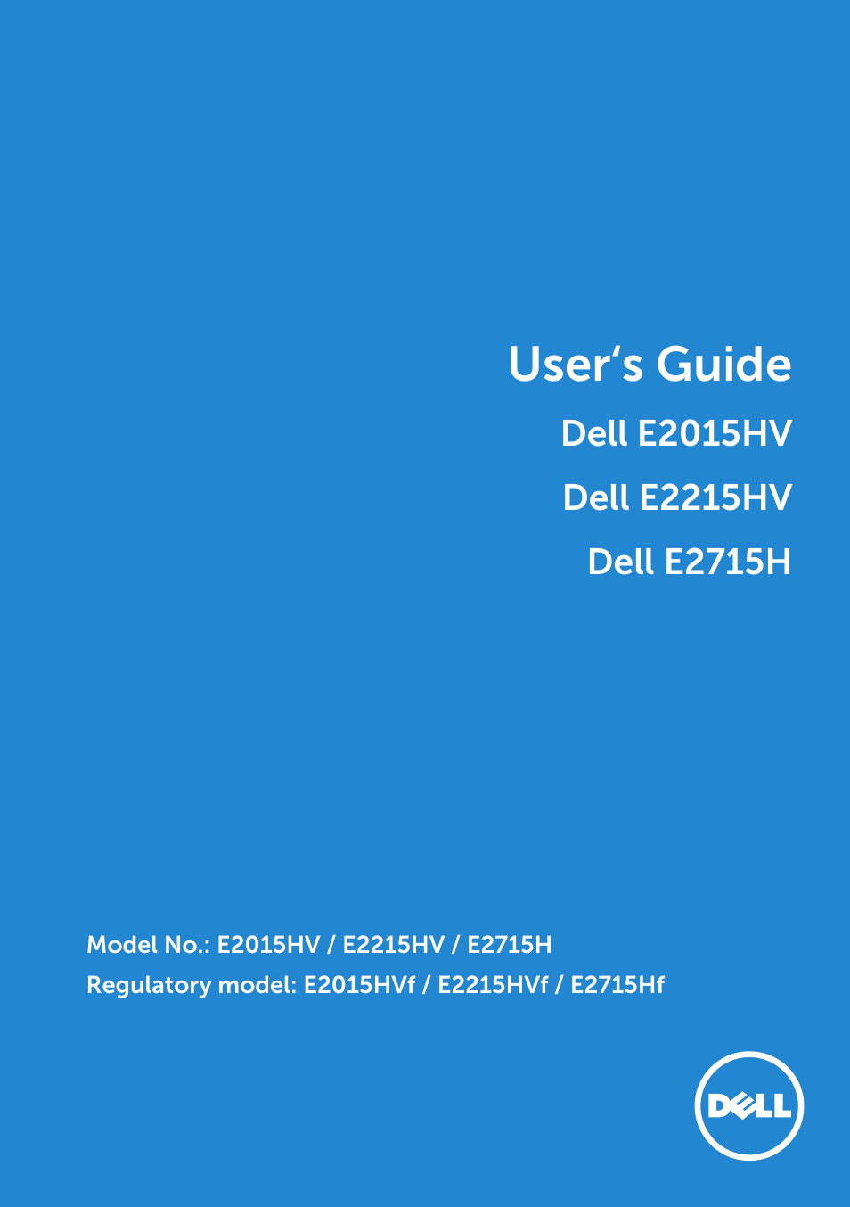 Dell E2215HV Monitor User Manual | 82 pages