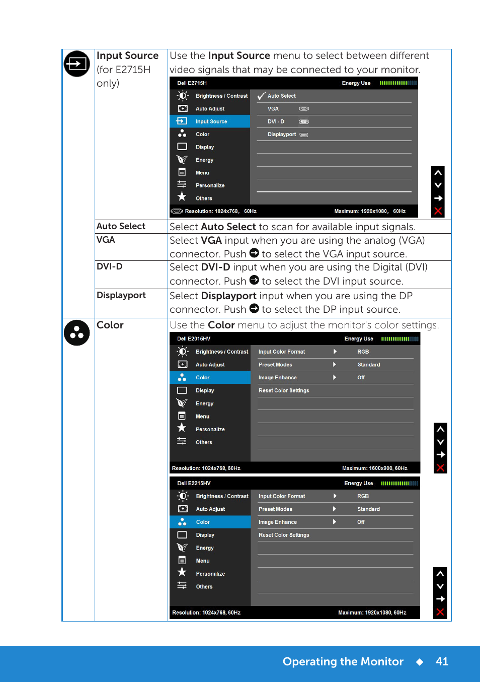 Dell E2215HV Monitor User Manual | Page 41 / 82