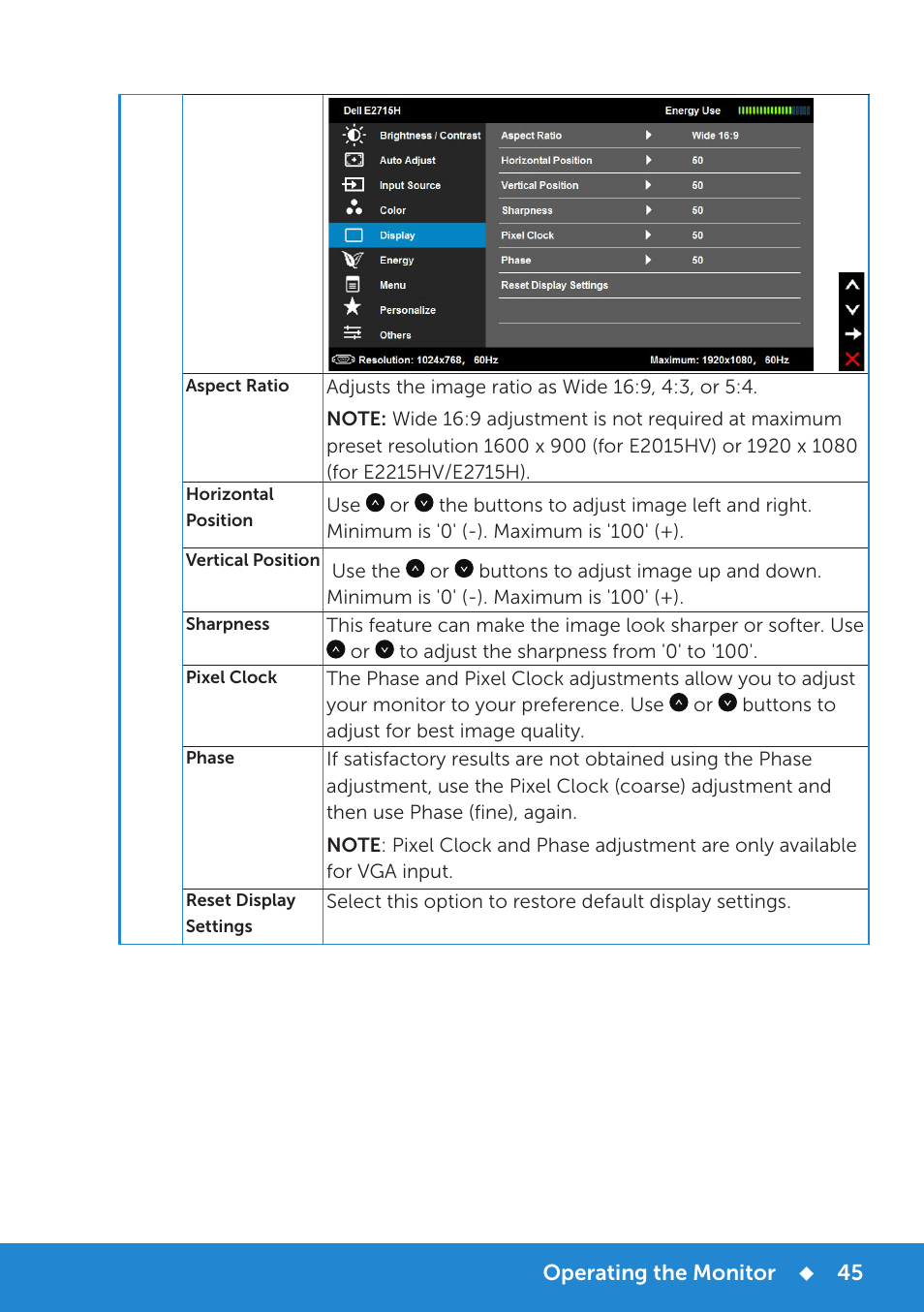 Dell E2215HV Monitor User Manual | Page 45 / 82