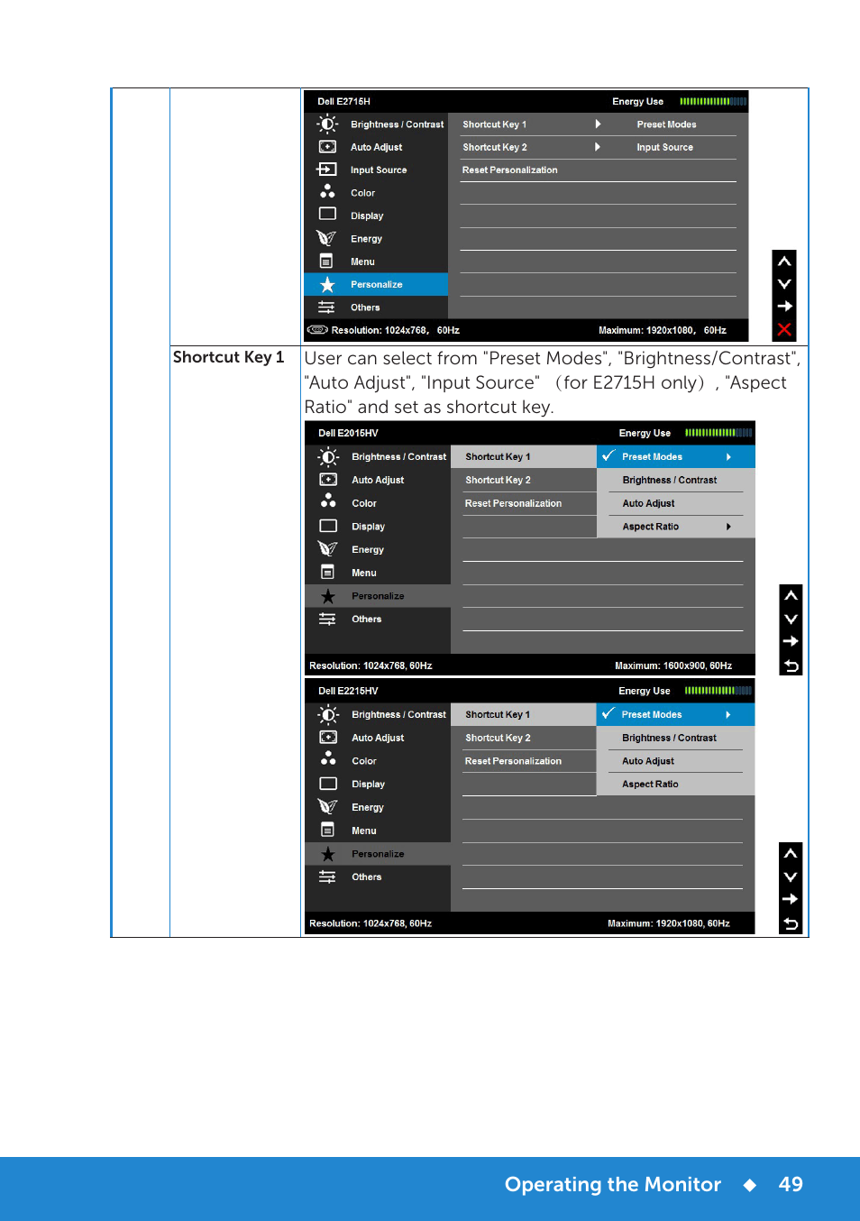 Dell E2215HV Monitor User Manual | Page 49 / 82