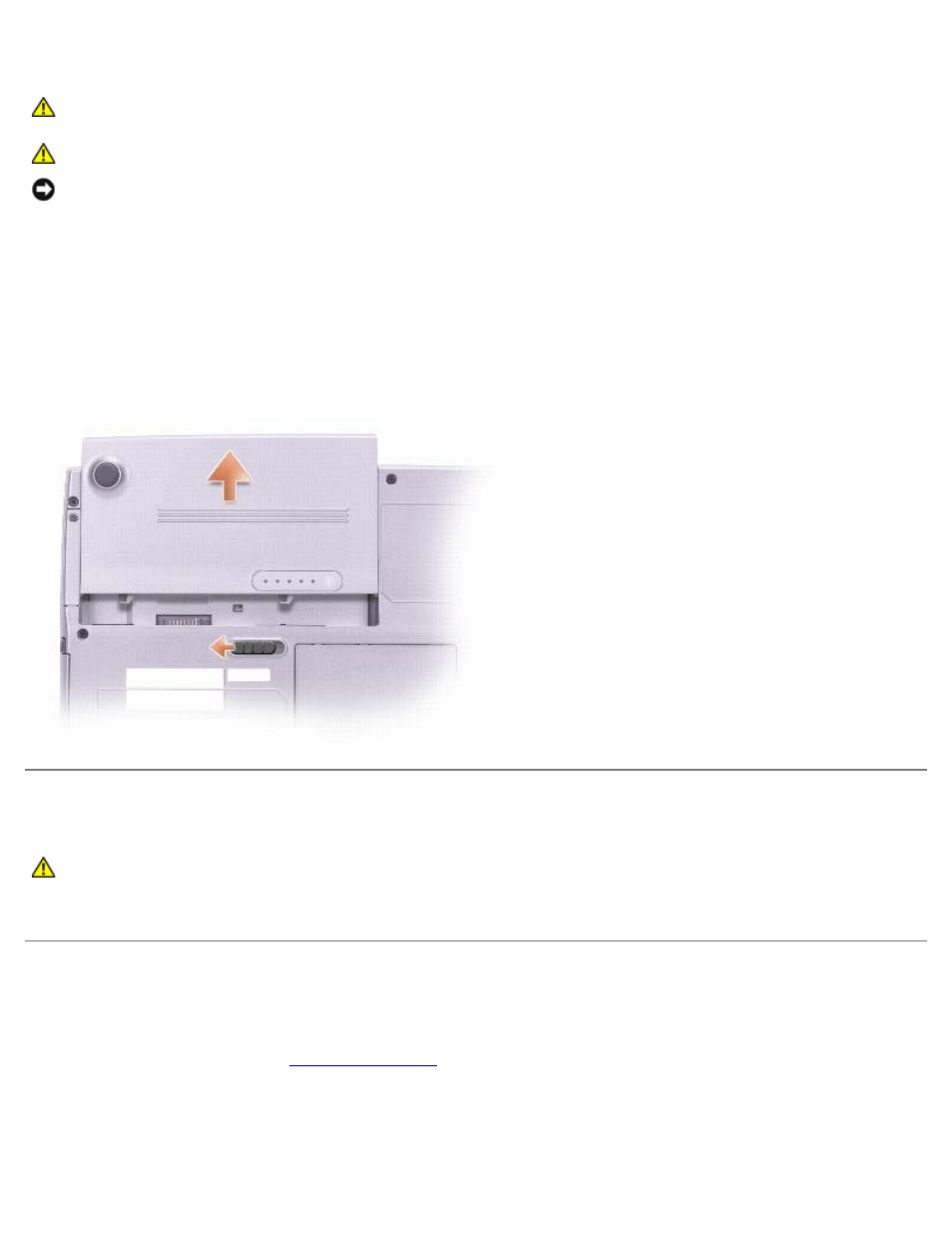 Removing a battery, Installing a battery, Storing a battery | Insert the battery | Dell LATITUDE D400 User Manual | Page 67 / 98