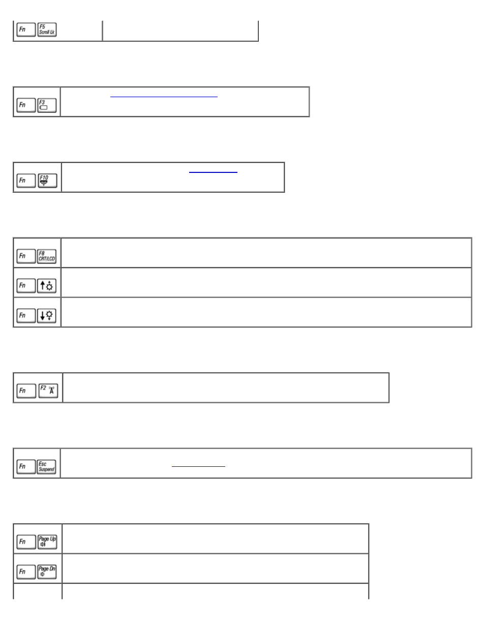 Keyboard shortcuts, Battery, Cd or dvd tray | Display functions, Power management, Speaker functions | Dell LATITUDE D400 User Manual | Page 71 / 98