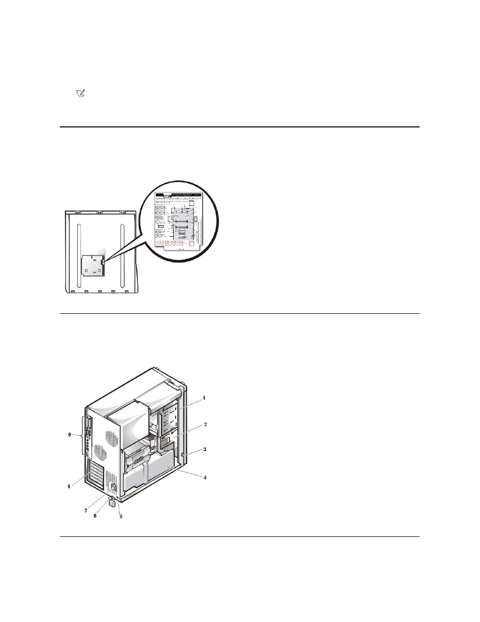 Interior service label, Internal view, Front panel | Dell Precision 620 User Manual | Page 5 / 30
