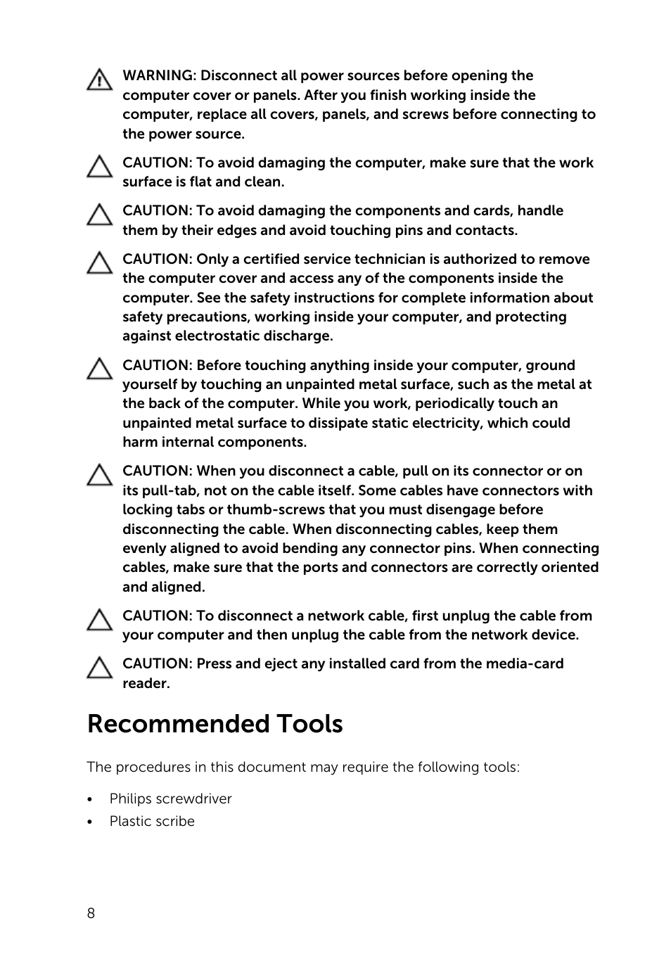 Recommended tools | Dell Inspiron Small Desktop (3646, Mid 2014) User Manual | Page 8 / 57