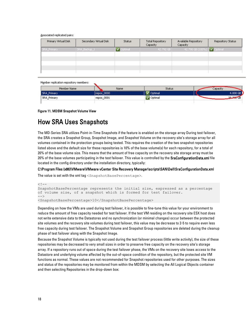 How sra uses snapshots | Dell PowerVault MD3860i User Manual | Page 18 / 22