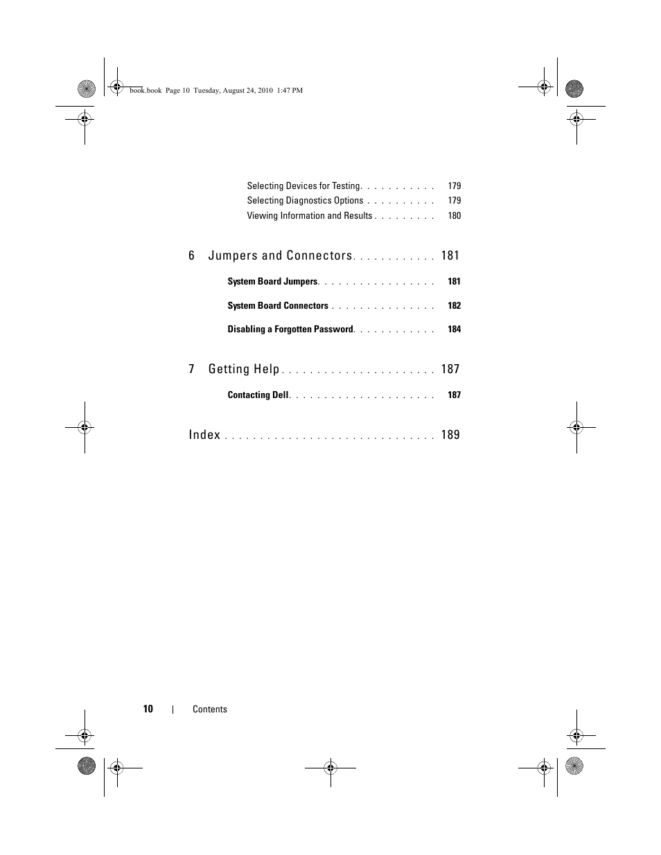 6 jumpers and connectors, 7 getting help, Index | Dell POWEREDGE R515 User Manual | Page 10 / 194