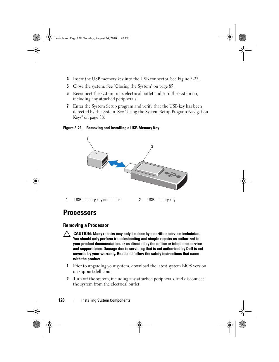 Processors, Removing a processor, E "processors" on | Dell POWEREDGE R515 User Manual | Page 128 / 194