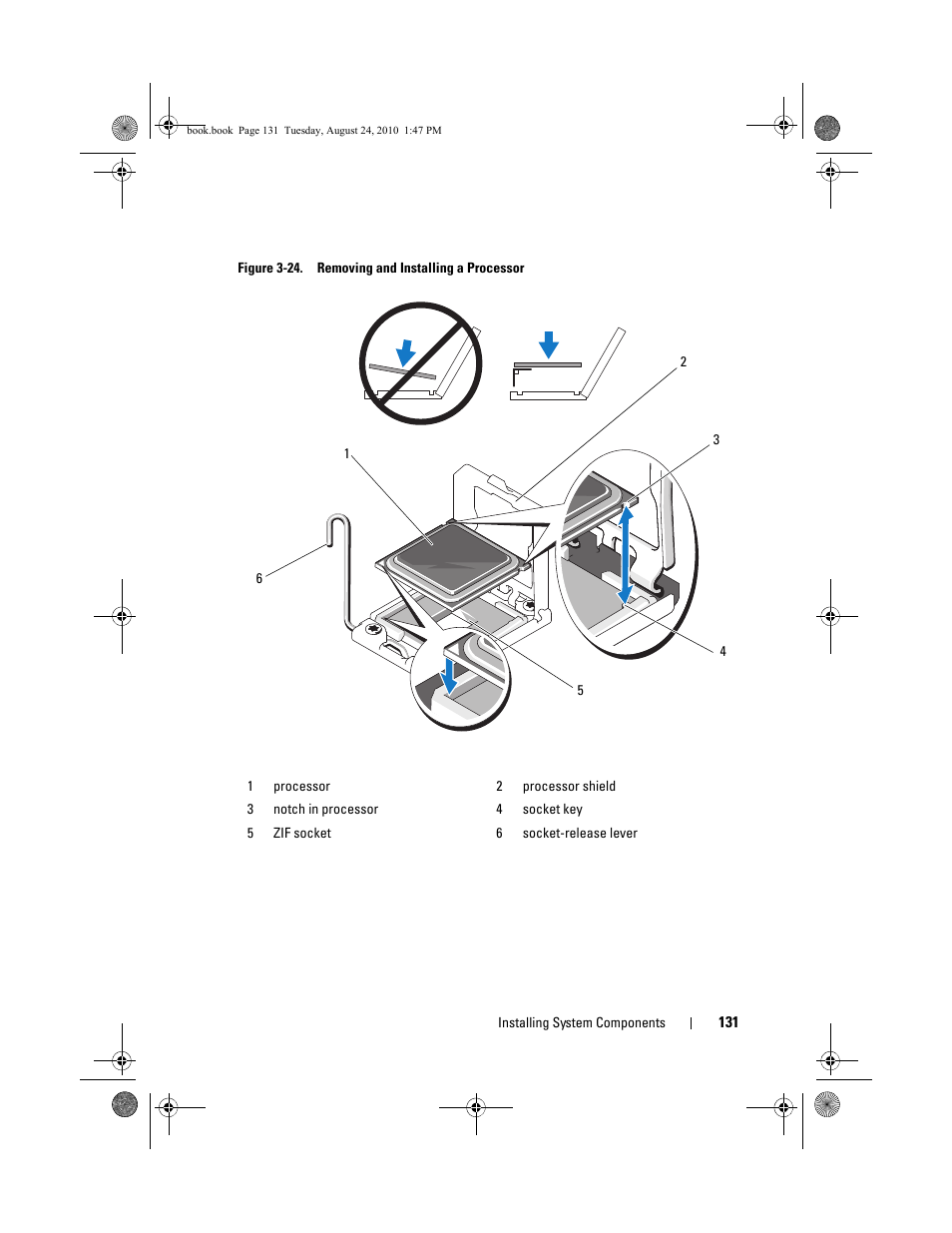 Figure 3-24. removing and installing a processor, Figure 3-24 | Dell POWEREDGE R515 User Manual | Page 131 / 194