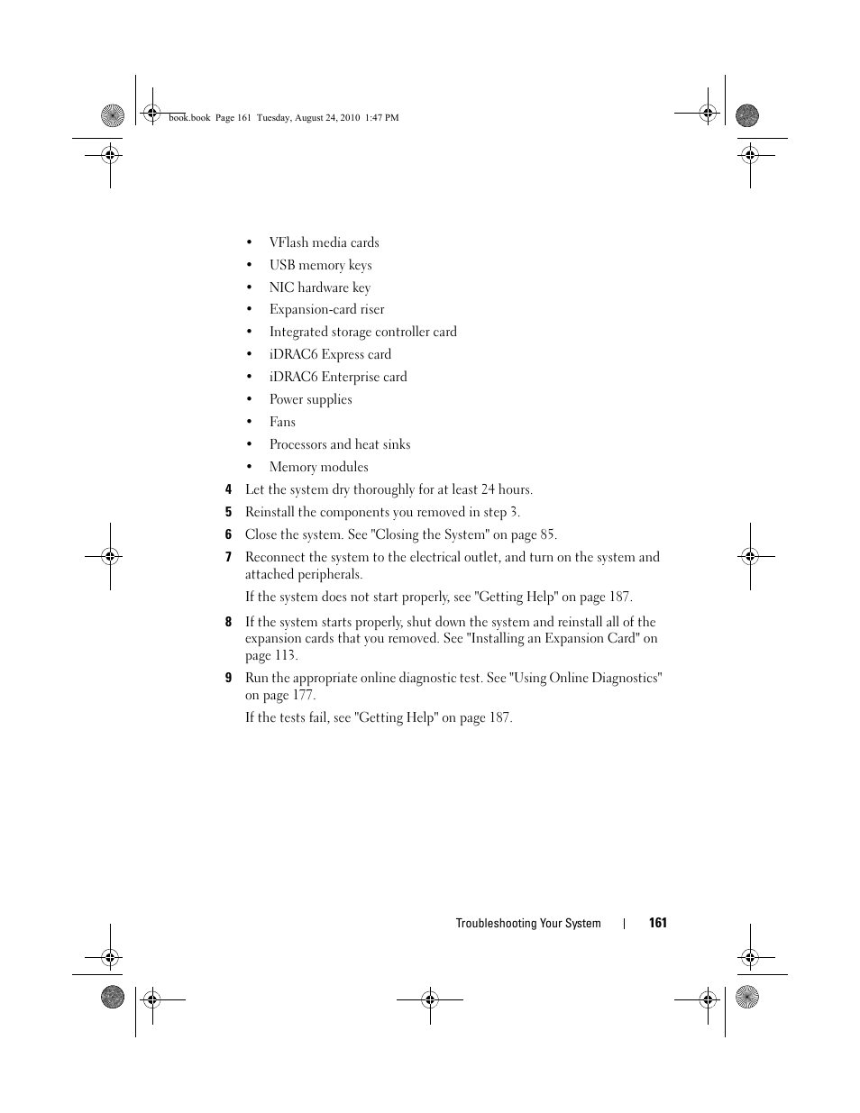 5 reinstall the components you removed in step 3 | Dell POWEREDGE R515 User Manual | Page 161 / 194