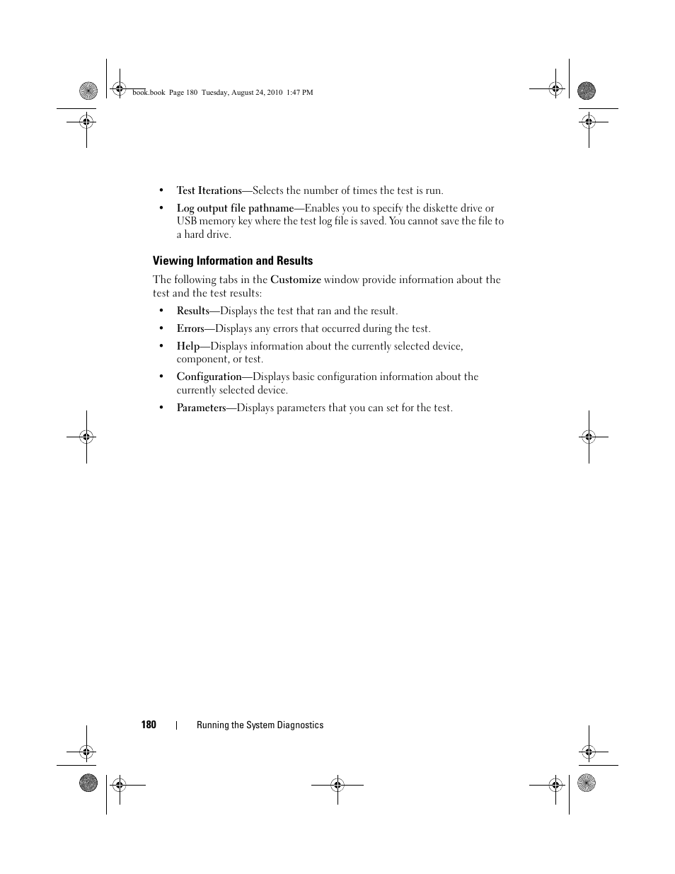 Viewing information and results | Dell POWEREDGE R515 User Manual | Page 180 / 194