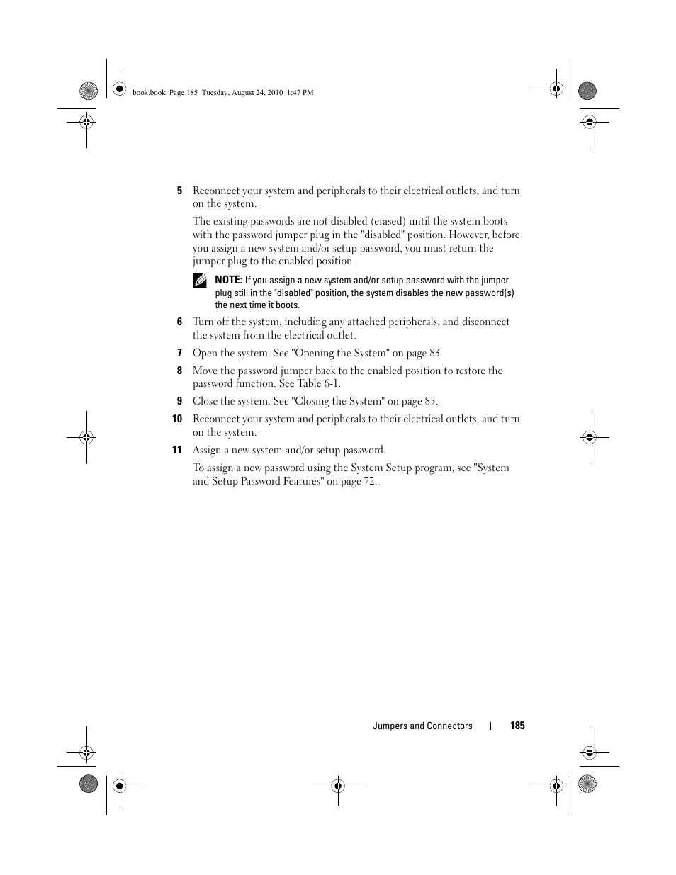 11 assign a new system and/or setup password | Dell POWEREDGE R515 User Manual | Page 185 / 194
