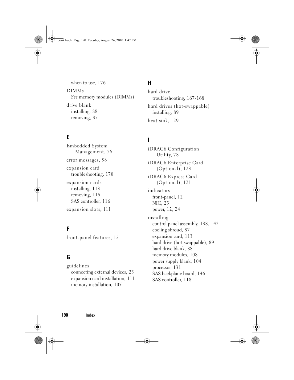 Dell POWEREDGE R515 User Manual | Page 190 / 194