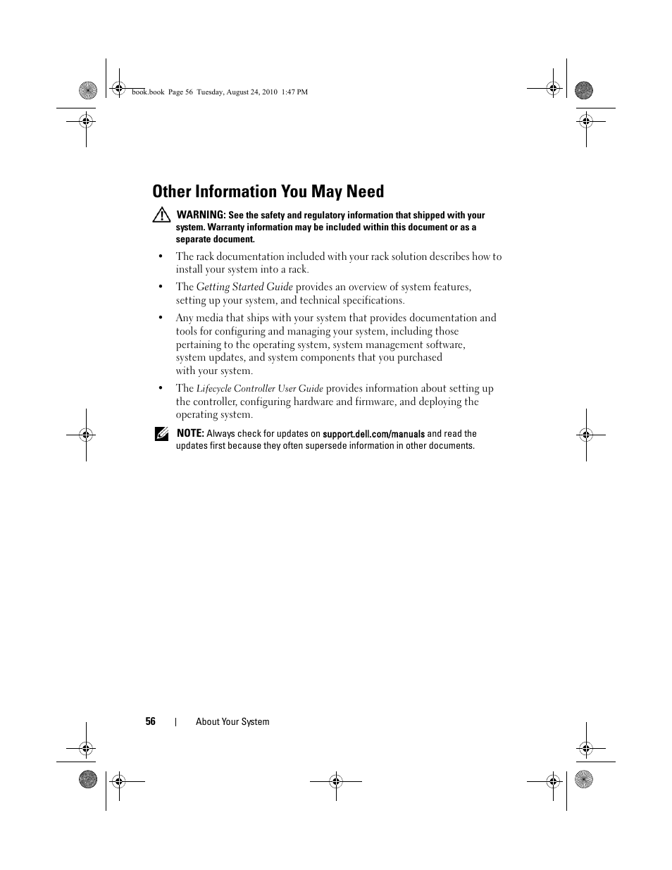 Other information you may need | Dell POWEREDGE R515 User Manual | Page 56 / 194