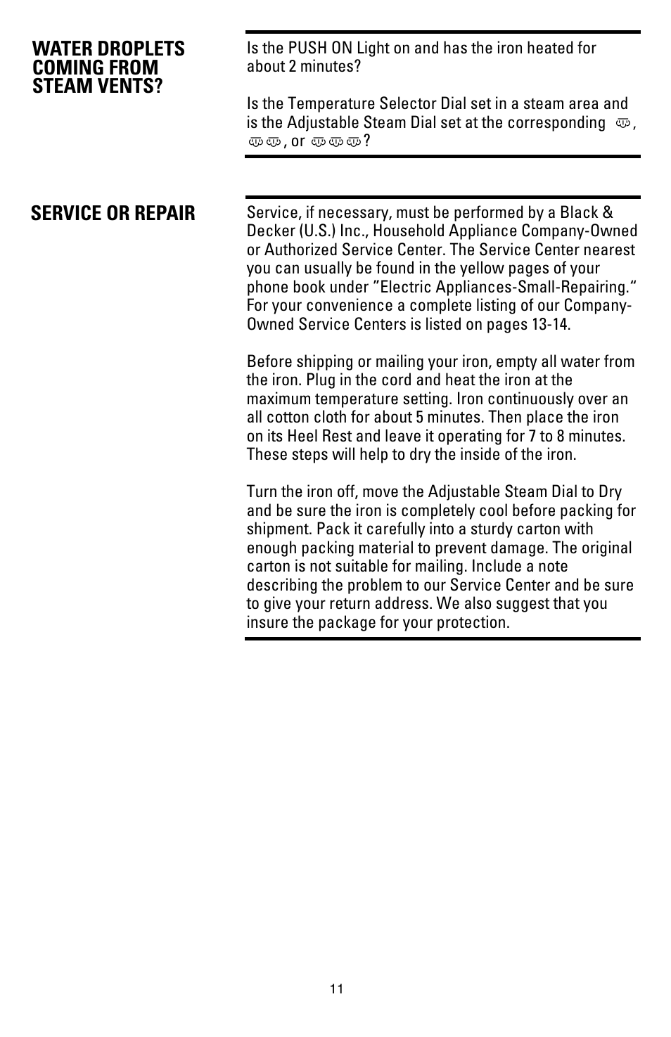 Service | Black & Decker F611 User Manual | Page 11 / 12