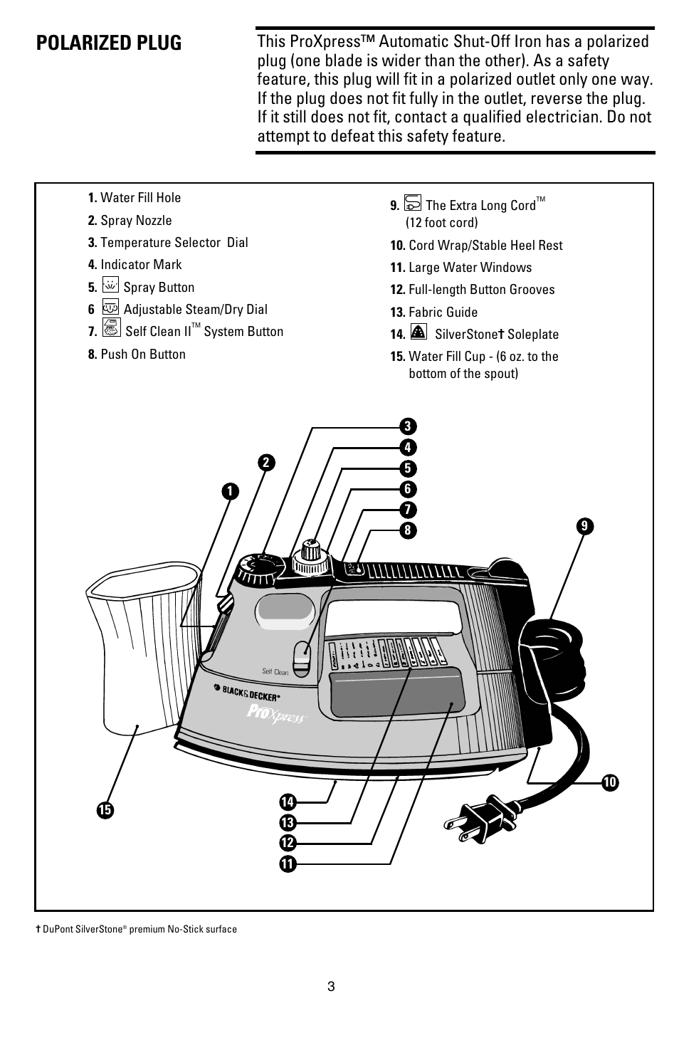 Polarized plug | Black & Decker F611 User Manual | Page 3 / 12