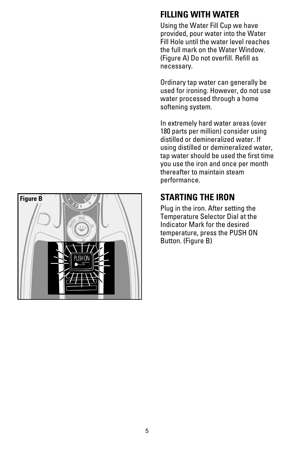 Filling with water, Starting the iron | Black & Decker F611 User Manual | Page 5 / 12