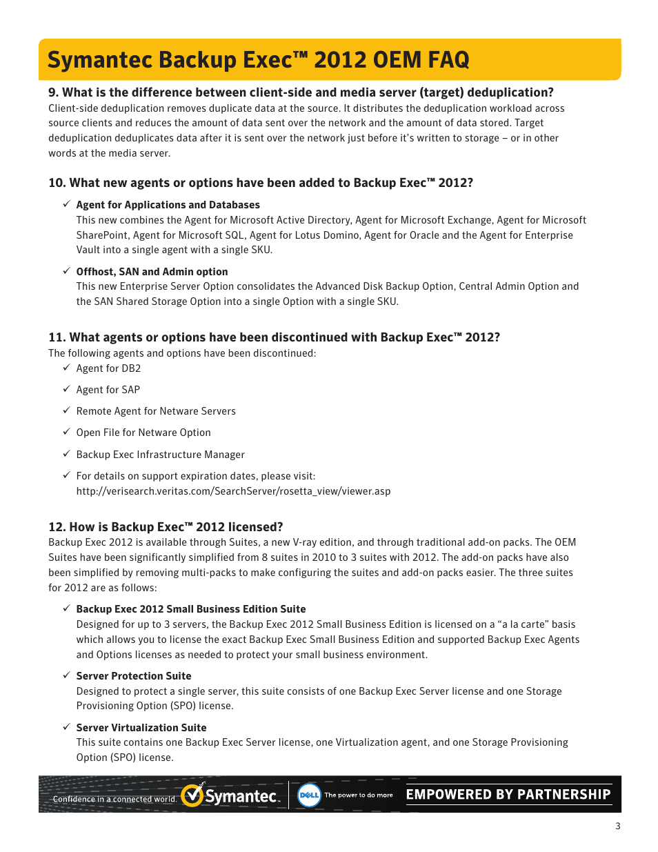 Symantec backup exec™ 2012 oem faq | Dell PowerVault DL2200 User Manual | Page 3 / 6