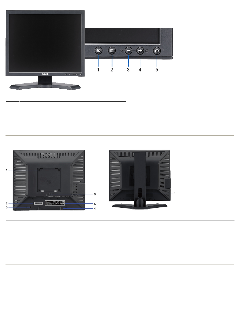 Back view, Side view | Dell P170s Monitor User Manual | Page 30 / 37