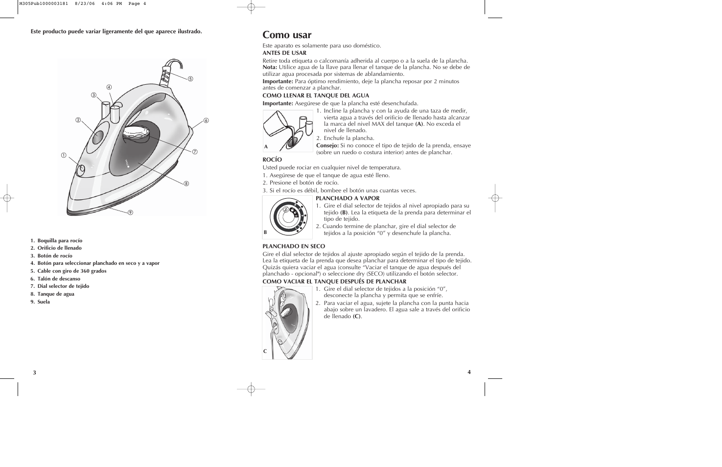 Como usar | Black & Decker M305 User Manual | Page 3 / 9