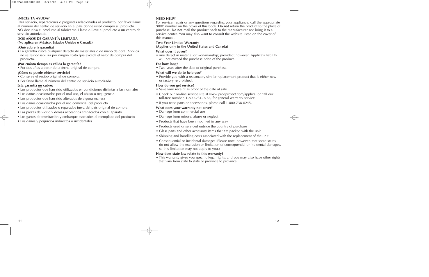 Black & Decker M305 User Manual | Page 7 / 9