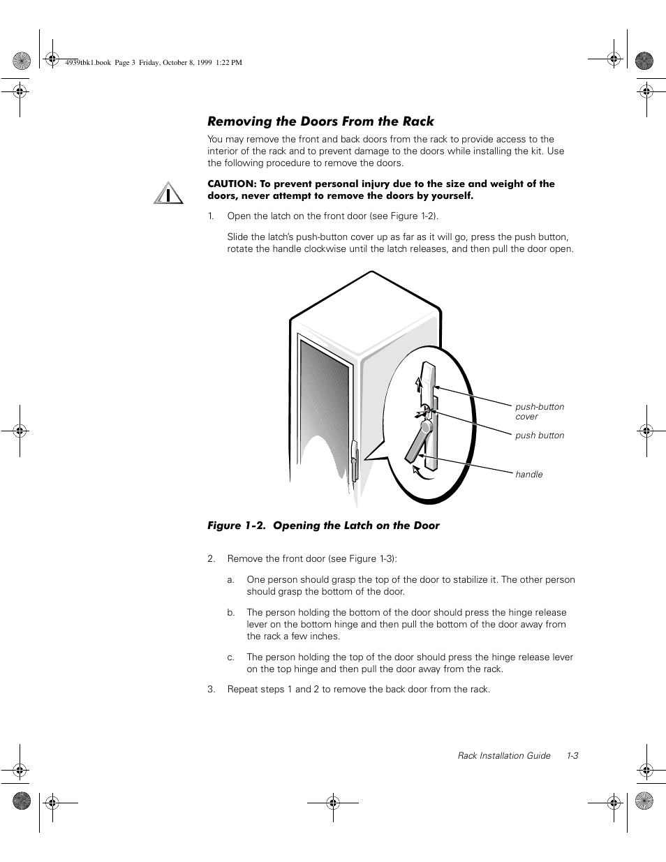 Removing the doors from the rack | Dell PowerVault 51F (8P Fibre Channel Switch) User Manual | Page 19 / 98