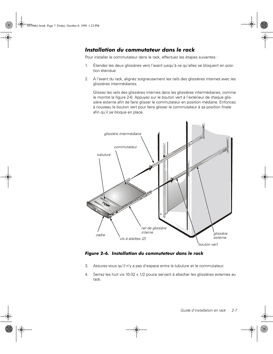 Installation du commutateur dans le rack | Dell PowerVault 51F (8P Fibre Channel Switch) User Manual | Page 47 / 98