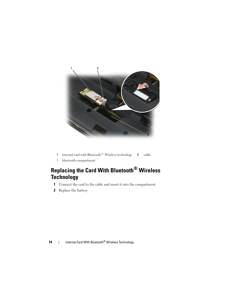 Replacing the card with bluetooth, Wireless technology | Dell XPS M1730 (M1730, Late 2007) User Manual | Page 14 / 88