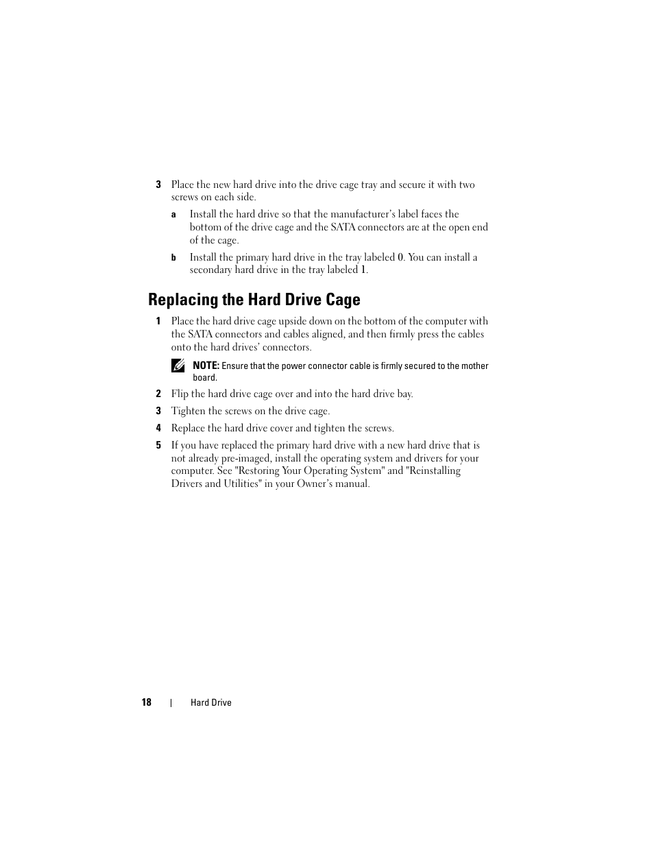Replacing the hard drive cage | Dell XPS M1730 (M1730, Late 2007) User Manual | Page 18 / 88