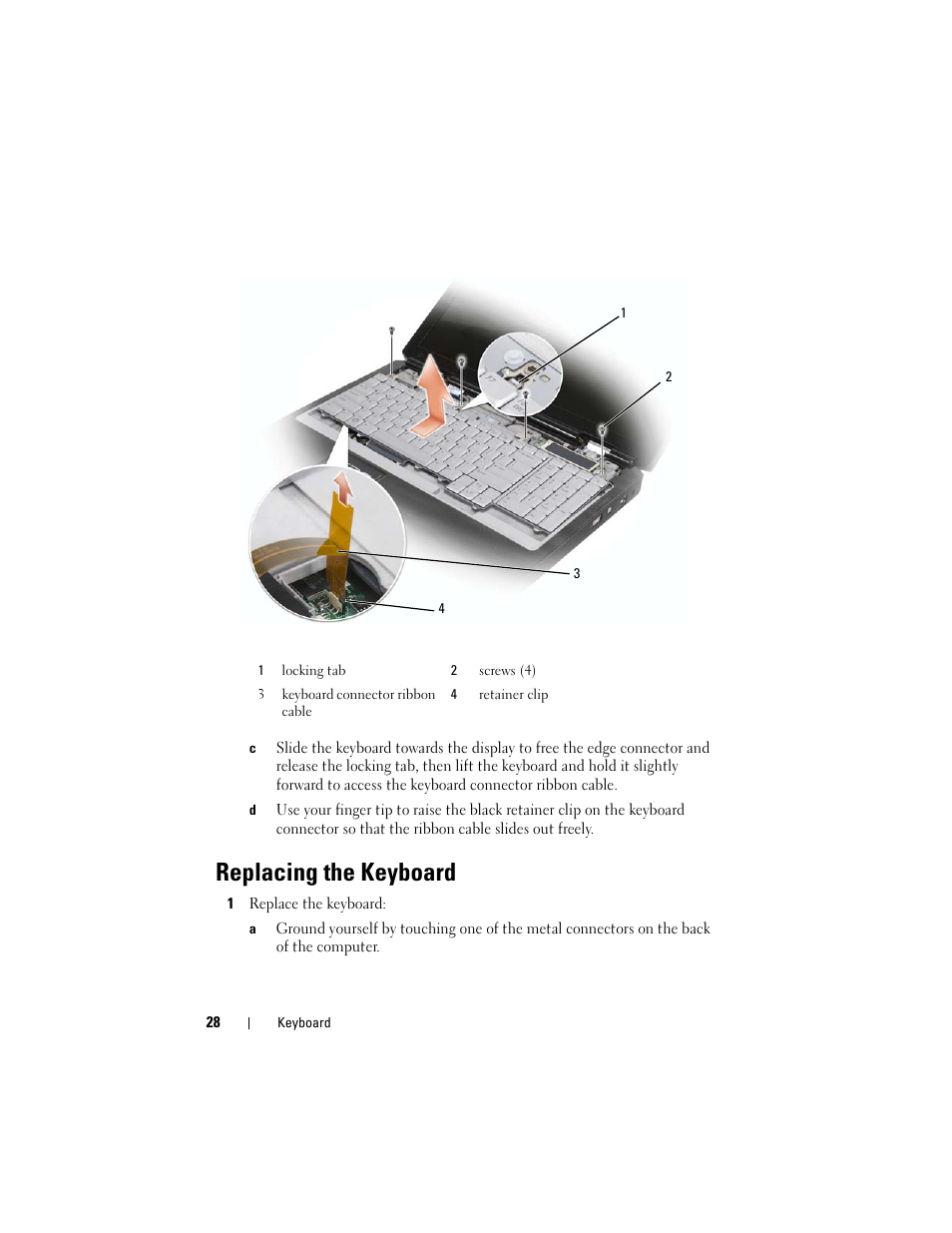 Replacing the keyboard | Dell XPS M1730 (M1730, Late 2007) User Manual | Page 28 / 88