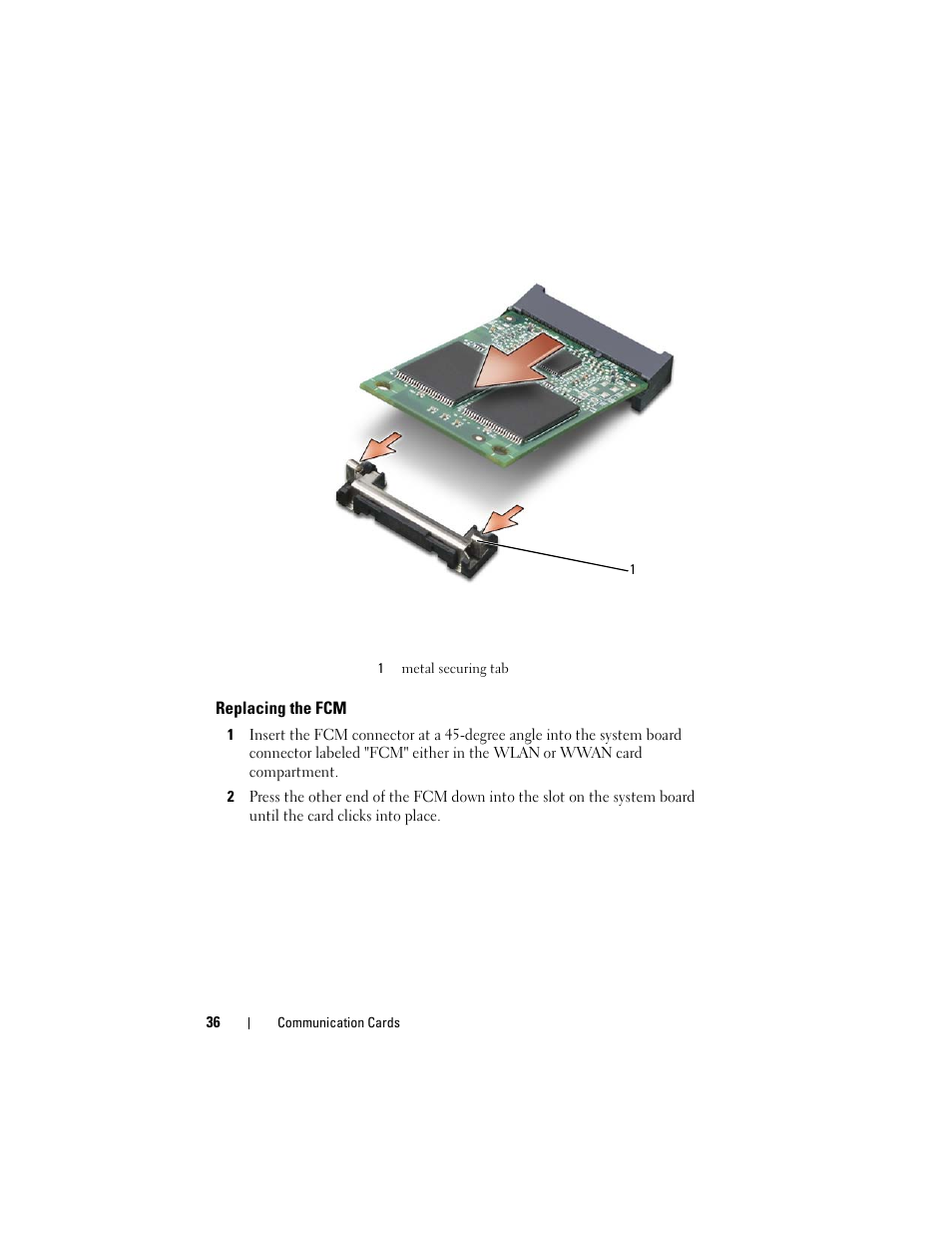 Replacing the fcm | Dell XPS M1730 (M1730, Late 2007) User Manual | Page 36 / 88