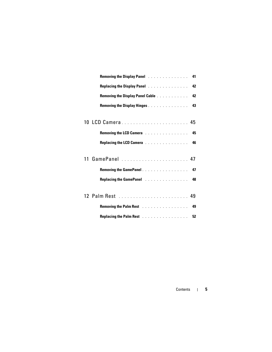 10 lcd camera, 11 gamepanel, 12 palm rest | Dell XPS M1730 (M1730, Late 2007) User Manual | Page 5 / 88