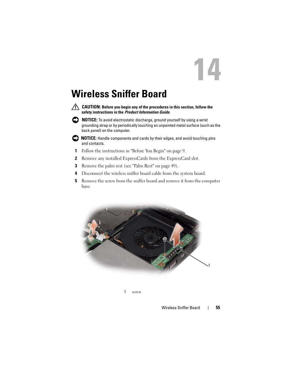 Wireless sniffer board | Dell XPS M1730 (M1730, Late 2007) User Manual | Page 55 / 88