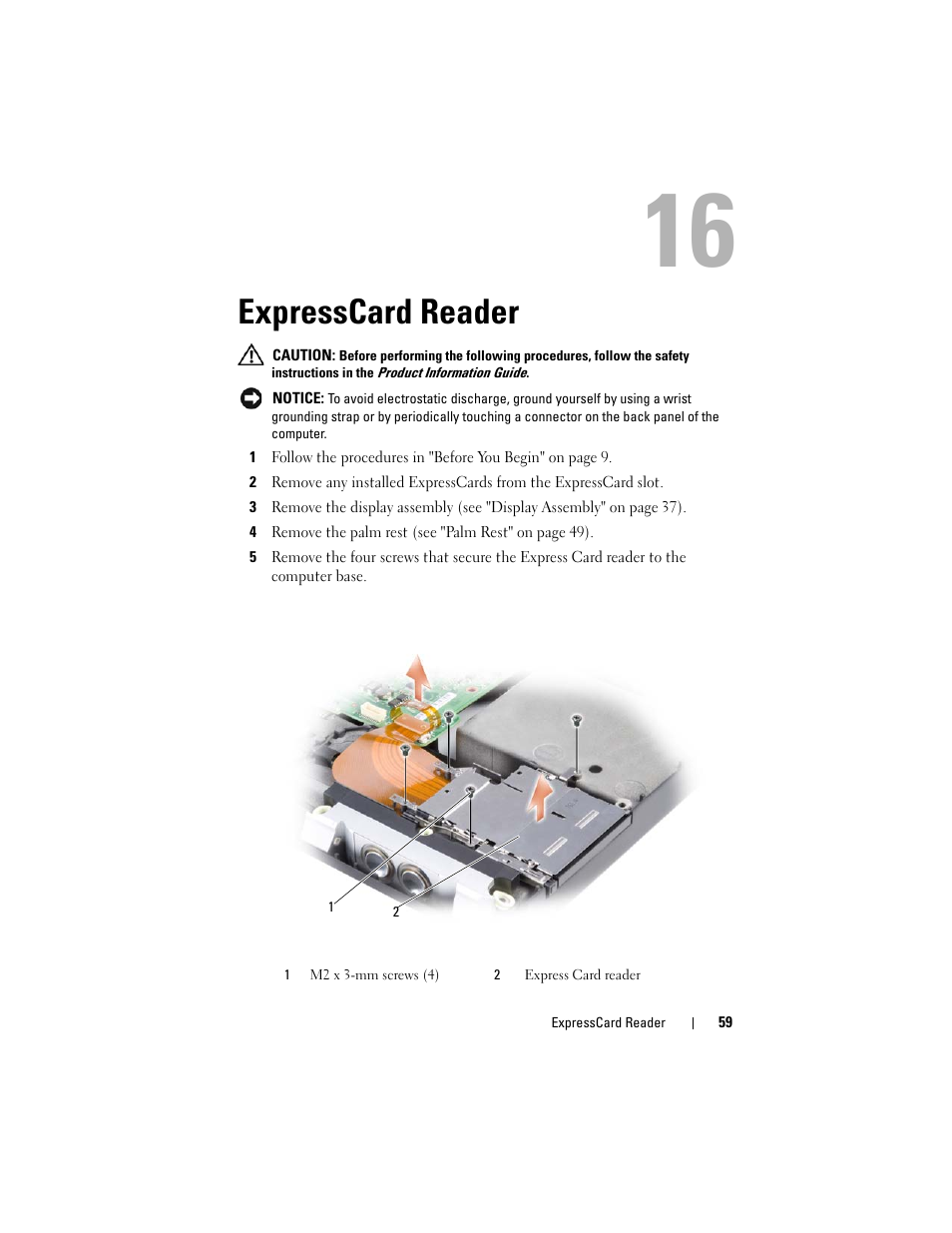 Expresscard reader | Dell XPS M1730 (M1730, Late 2007) User Manual | Page 59 / 88