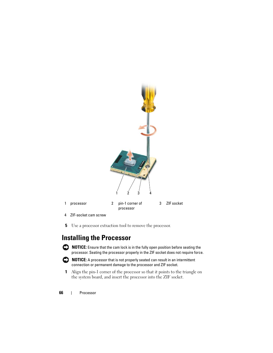 Installing the processor | Dell XPS M1730 (M1730, Late 2007) User Manual | Page 66 / 88