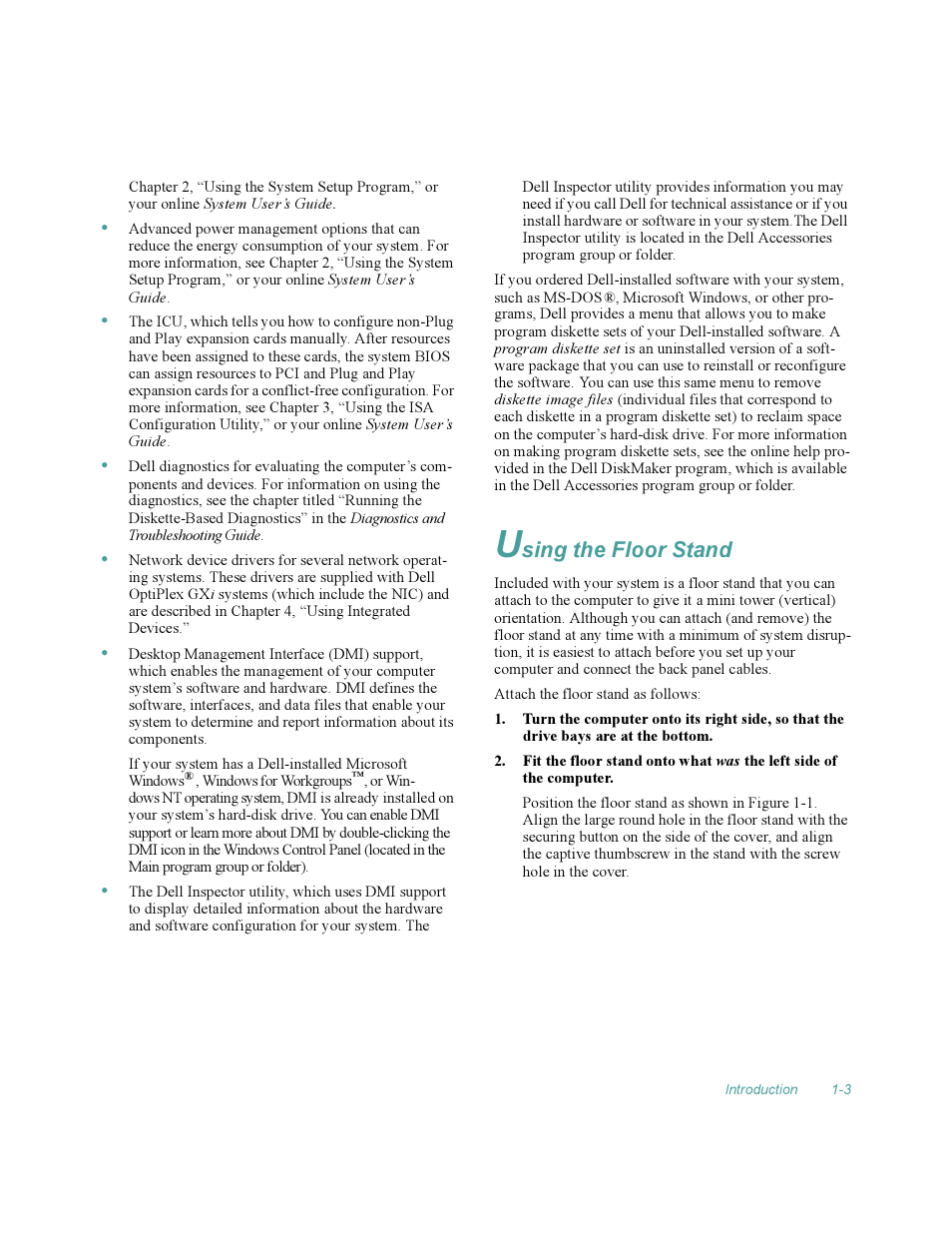 Using the floor stand, Using the floor stand -3, Sing the floor stand | Dell OptiPlex Gxi User Manual | Page 27 / 140