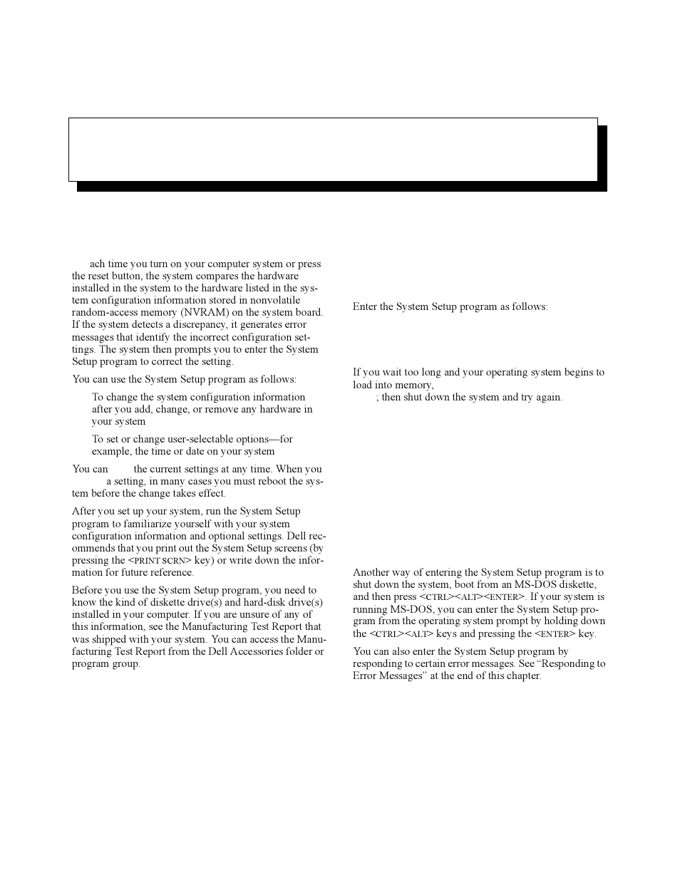 Using the system setup program, Entering the system setup program, Chapter 2 using the system setup program -1 | Entering the system setup program -1, Using the system setup program e, Chapter 2, Ntering the system setup program | Dell OptiPlex Gxi User Manual | Page 31 / 140