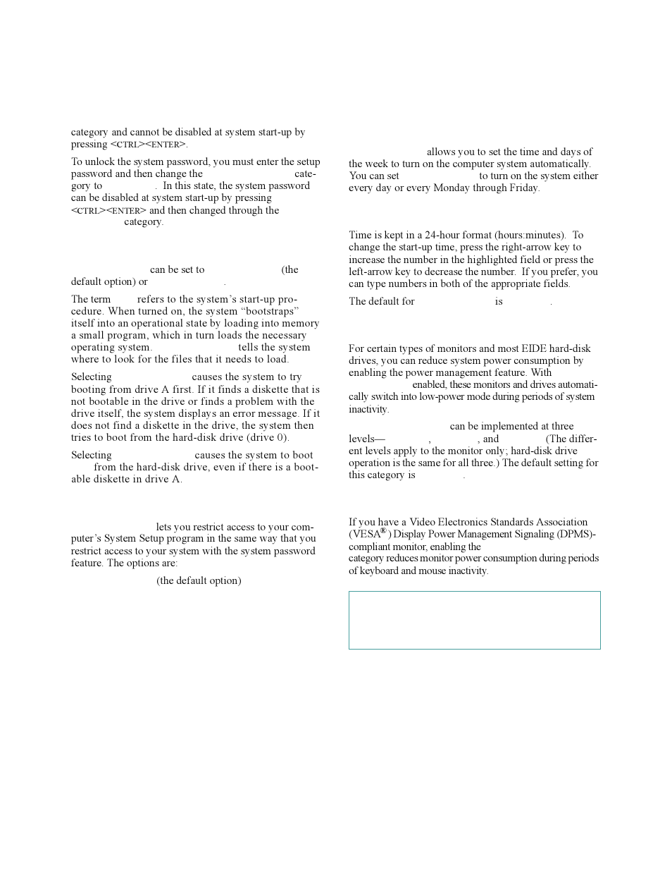 Boot sequence, Setup password, Auto power on | Power management, Boot sequence -7, Setup password -7, Auto power on -7, Power management -7, Saving monitor power -7, Saving monitor power | Dell OptiPlex Gxi User Manual | Page 37 / 140