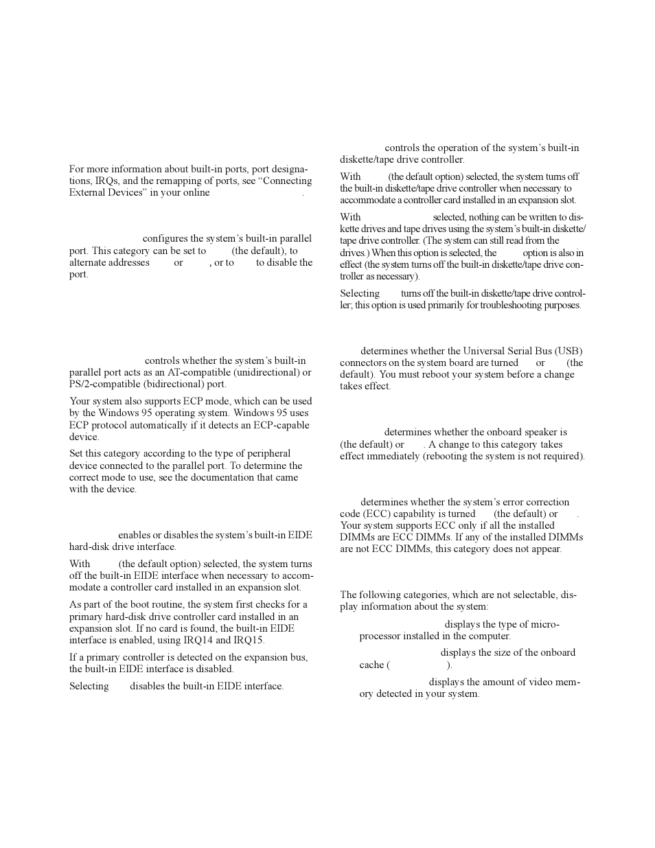 Parallel port, Parallel mode, Hard disk | Diskette, Speaker, System data categories, Parallel port -9, Parallel mode -9, Hard disk -9, Diskette -9 | Dell OptiPlex Gxi User Manual | Page 39 / 140