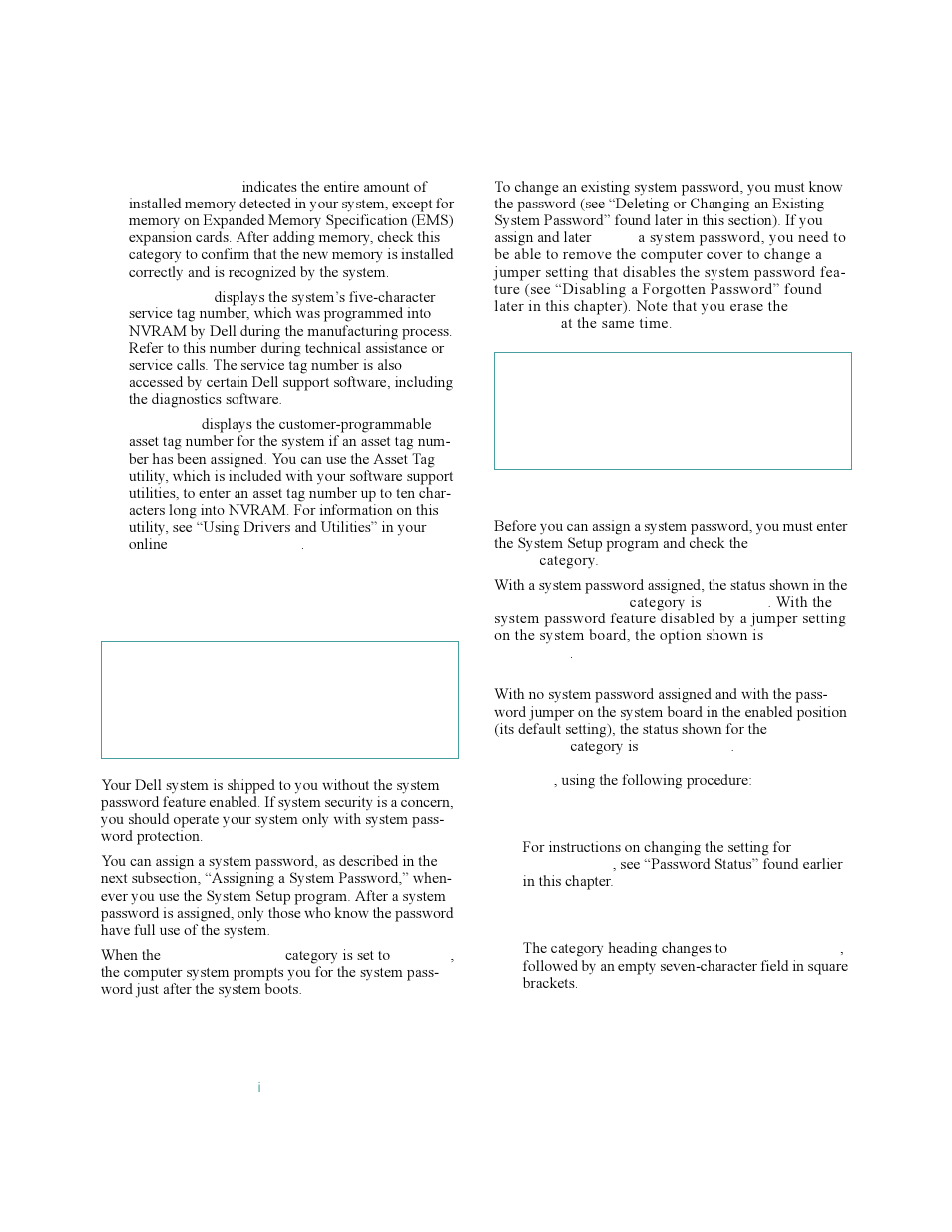 Using the system password feature, Assigning a system password, Using the system password feature -10 | Assigning a system password -10, Sing the system password feature | Dell OptiPlex Gxi User Manual | Page 40 / 140