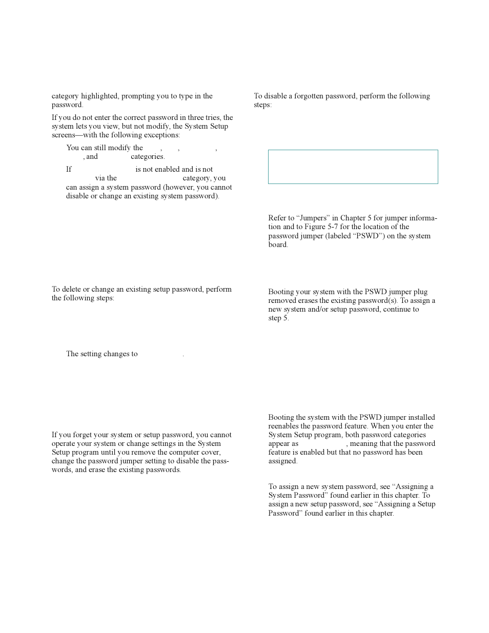 Deleting or changing an existing setup password, Disabling a forgotten password, Disabling a forgotten password -13 | Isabling a forgotten password | Dell OptiPlex Gxi User Manual | Page 43 / 140