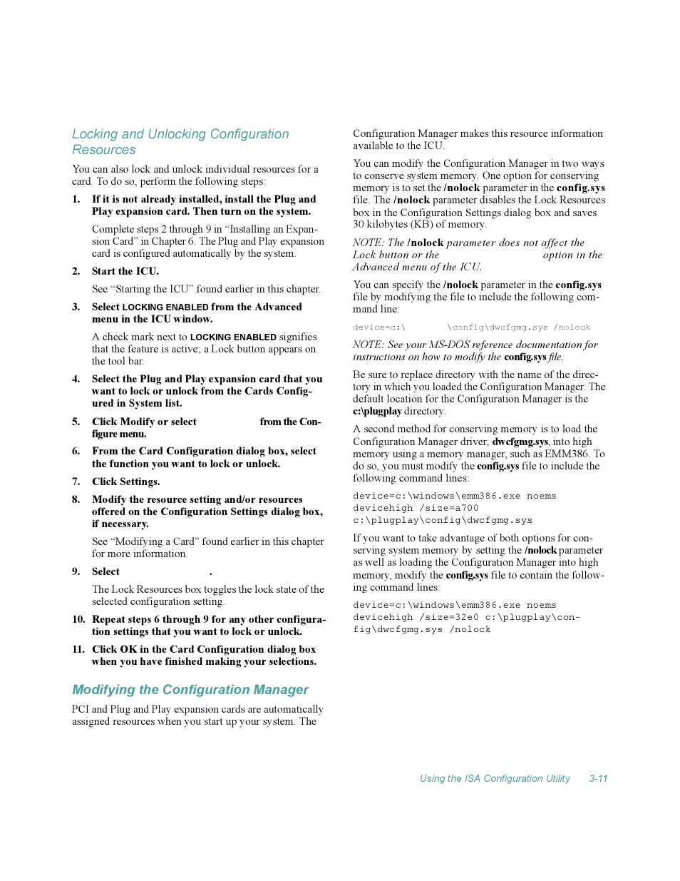 Modifying the configuration manager, Locking and unlocking configuration resources -11, Modifying the configuration manager -11 | Locking and unlocking configuration resources | Dell OptiPlex Gxi User Manual | Page 55 / 140